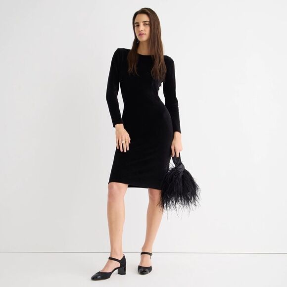 J Crew Scoop Back Sheath Velvet Dress in Italian Made Fabric NWT - Picture 1 of 11